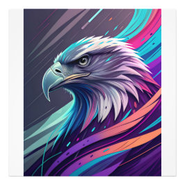 Fierce Neon Eagle - Styliserat huvud med geometris Fototryck