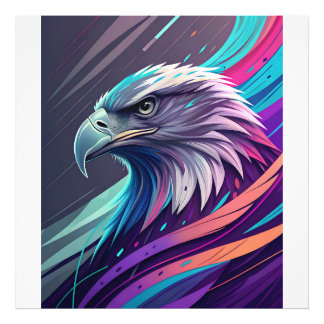 Fierce Neon Eagle - Styliserat huvud med geometris Fototryck