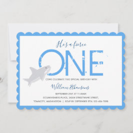 Fierce One Shark Animal Första födelsedag Inbjudningar