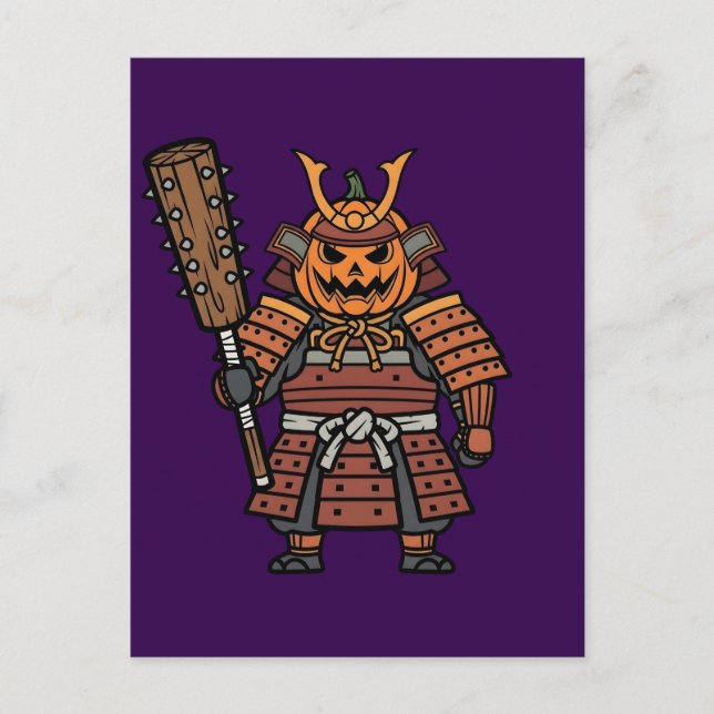 Fierce Pumpkin Samurai Warrior with Kanabo Club Il Vykort (Framsida)