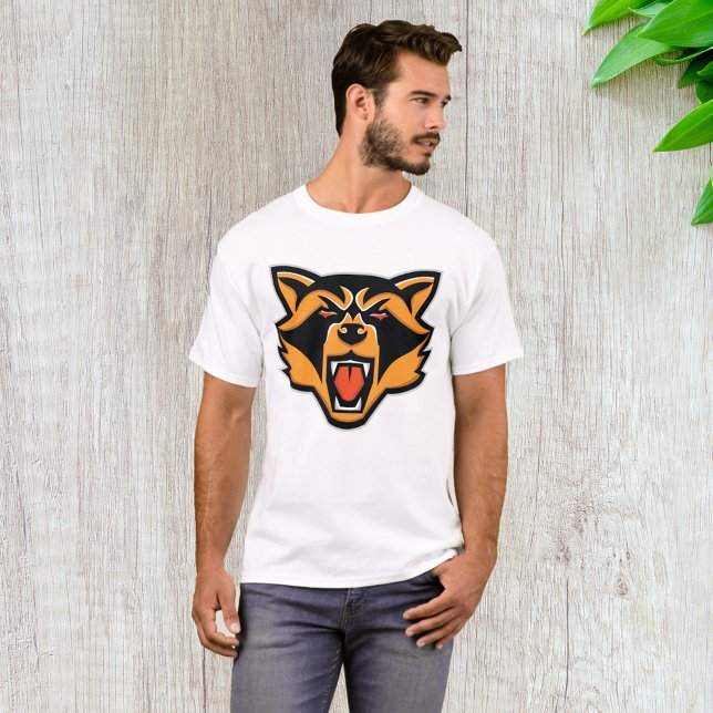 Fierce Raccoon Mascot fet Vild Animal Graphic T Shirt (Skapare uppladdad)
