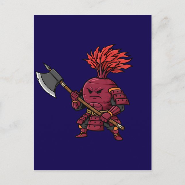 Fierce Red Beetroot Warrior with Battle Axe Illust Vykort (Framsida)