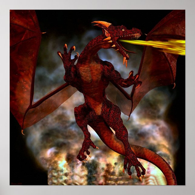 Fierce Red Dragon Poster (Framsidan)