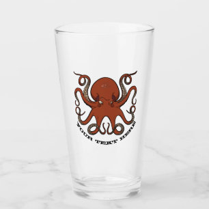 Fierce Red Octopus med Tecknaden Curling Tentacles Glaskopp
