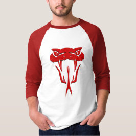Fierce Red Serpent Ansikte 3/4 Sleeve Raglan T-Shi T Shirt