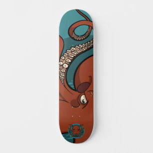 Fierce Red Tentacled Tecknad Octopus Skateboard