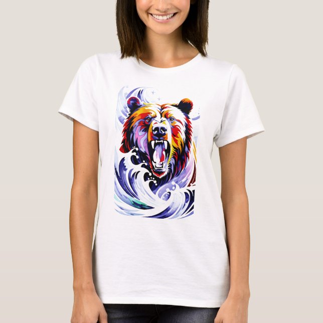Fierce Roaring Bear T Shirt (Framsida)