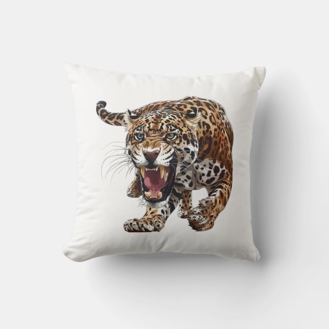 Fierce Roaring Jaguar Illustration Vild Jungle Kudde (Framsida)