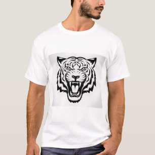 Fierce Roaring Tiger Ansikte T-Shirt Design - fet