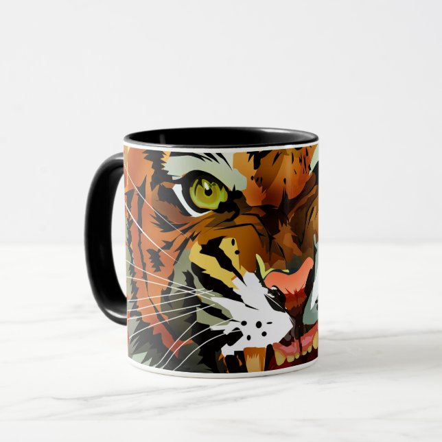 Fierce Roaring Tiger Ceramic Mug Bold Wildlife Mugg (Framsida vänster)