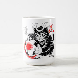 Fierce Samurai Cat Mug - For Soccer Warriors Kaffemugg