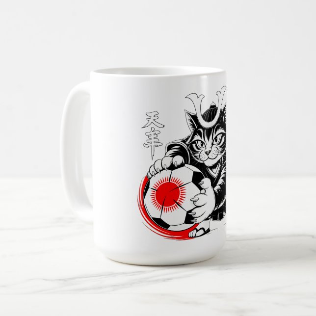 Fierce Samurai Cat Mug - For Soccer Warriors Kaffemugg (Framsida vänster)
