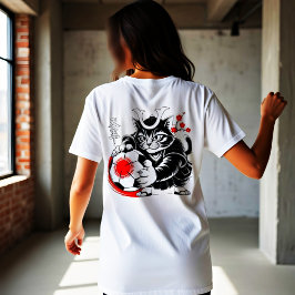 Fierce Samurai Cat Soccer Japanese Warrior Sports T Shirt