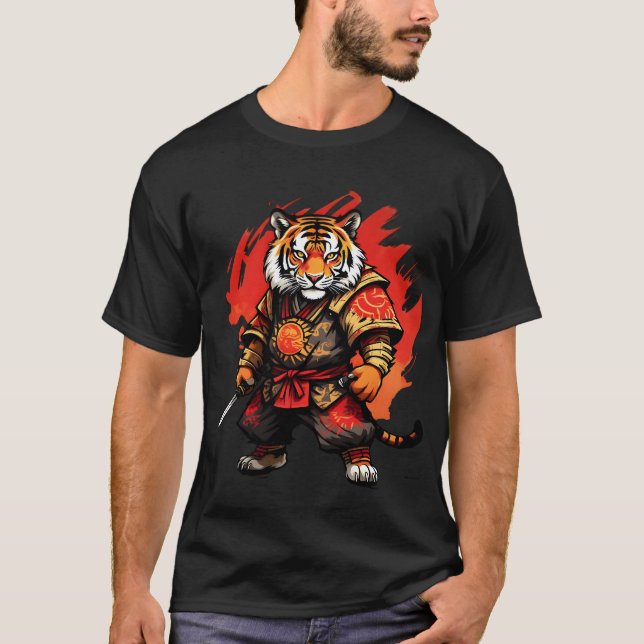 Fierce Samurai Tiger T Shirt (Framsida)