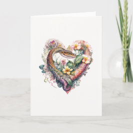 Fierce Snake with Söt Flowers Valentine Day Helgkort
