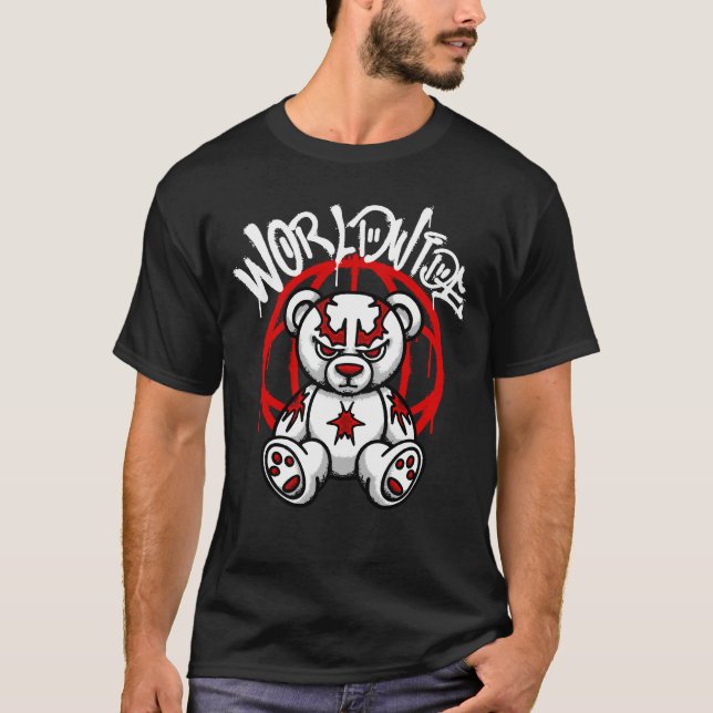 Fierce Teddy Bear streetwear T Shirt (Framsida)
