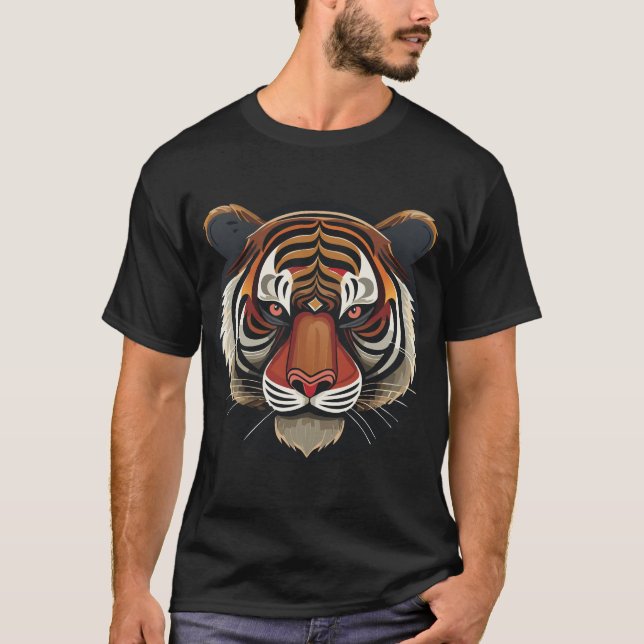 Fierce Tiger Ansikte T Shirt (Framsida)