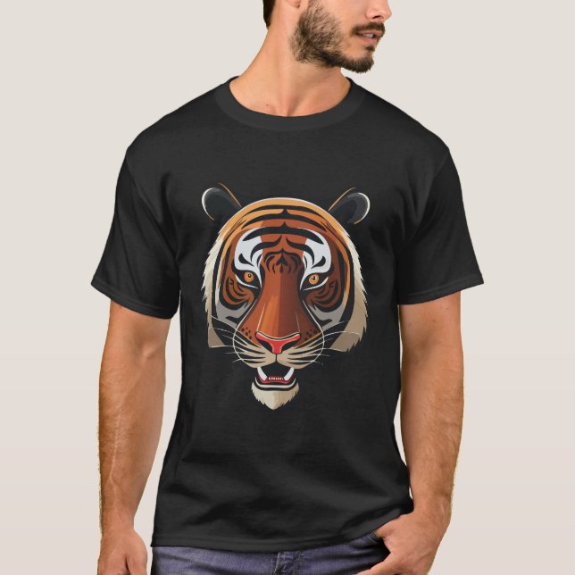 Fierce Tiger Ansikte T Shirt (Framsida)