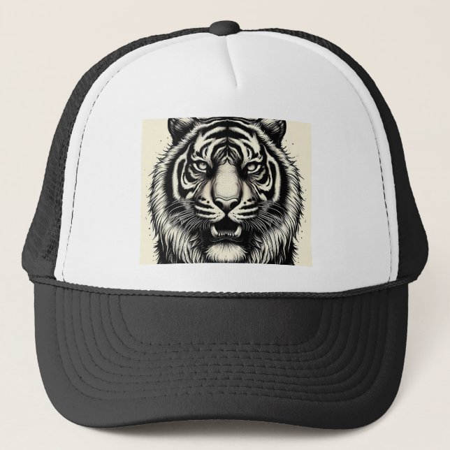 Fierce Tiger Bläck Art - Vild Aesthetic Keps (Framsida)