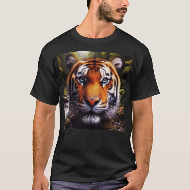 Fierce Tiger Black Men's Shirt T Shirt (Framsida)