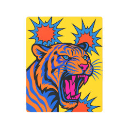 Fierce Tiger Metal Wall Art | Vibrant Pop Art