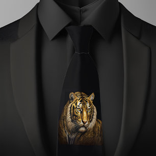Fierce Tiger på Black Necktie Slips