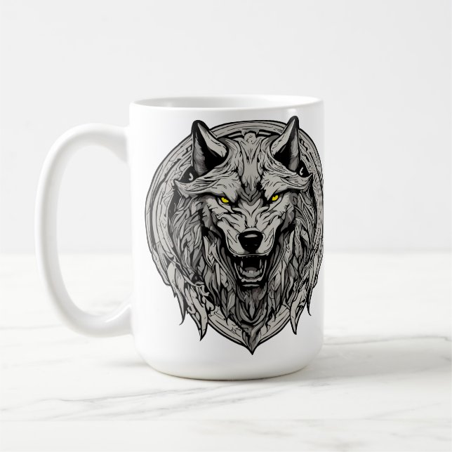 Fierce Varg Mandala: Styrkesymbol Kaffemugg (Vänster)