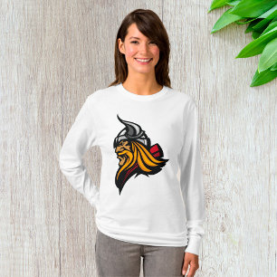 Fierce Viking Warrior Head Norse Helmet och Beard T Shirt