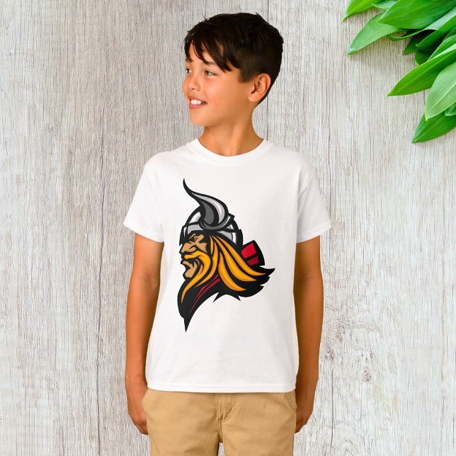 Fierce Viking Warrior Head Norse Helmet och Beard T Shirt (Skapare uppladdad)