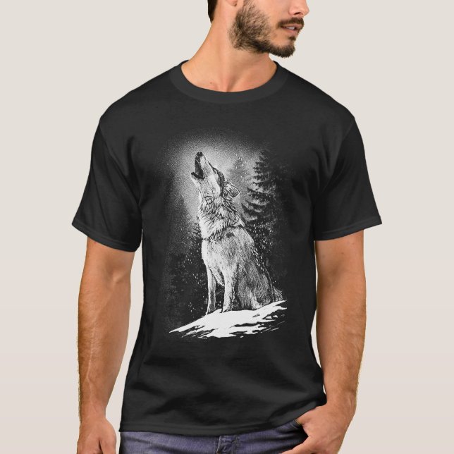 Fierce Wolf in the Forest Wilderness Style for Nat T Shirt (Framsida)