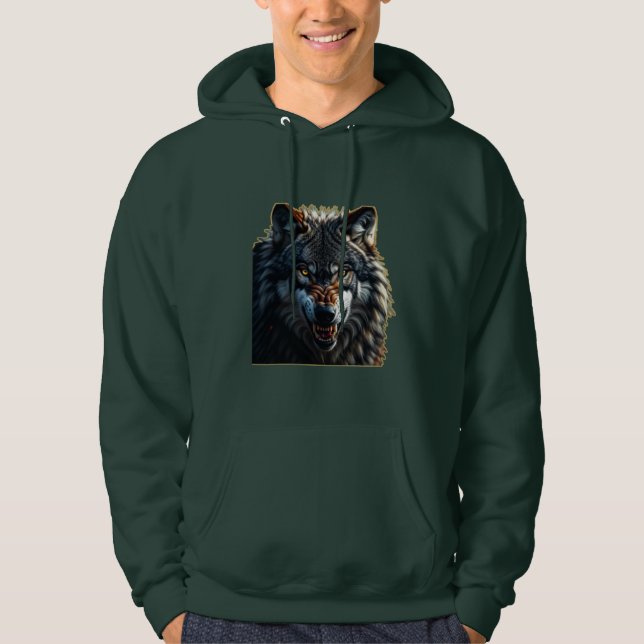Fierce Wolf – Symbol of Strength and Freedom Hoodie (Framsida)