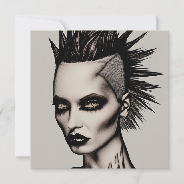 Fierce Woman i Mohawk och Piercings Gothic Punk (Framsida)