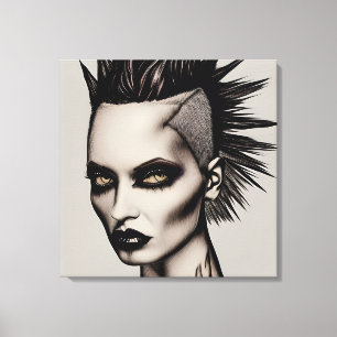 Fierce Woman i Mohawk och Piercings Gothic Punk Canvastryck