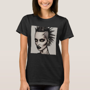 Fierce Woman i Mohawk och Piercings Gothic Punk T Shirt
