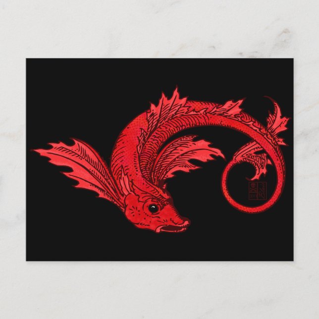 Fieris Red Flies Elemental Fish Vykort (Framsida)