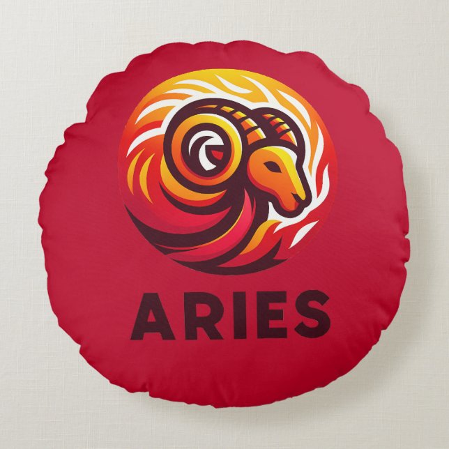 Fiery Astrology-tecken Rund Kudde (Framsidan)