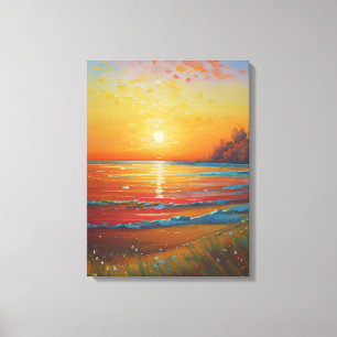 Fiery Beach Sunset Canvastryck