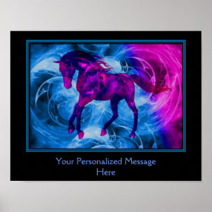 Fiery Black Fantasy Horse Skapar din egen Poster
