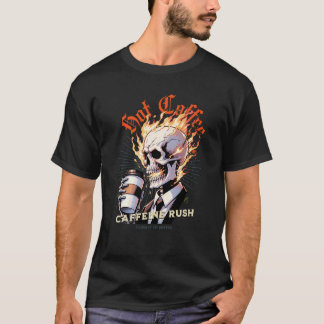Fiery Blasing Skull med Hett Coffee T Shirt