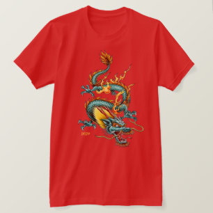 Fiery Blue Dragon of Prosperity China, nyår T Shirt
