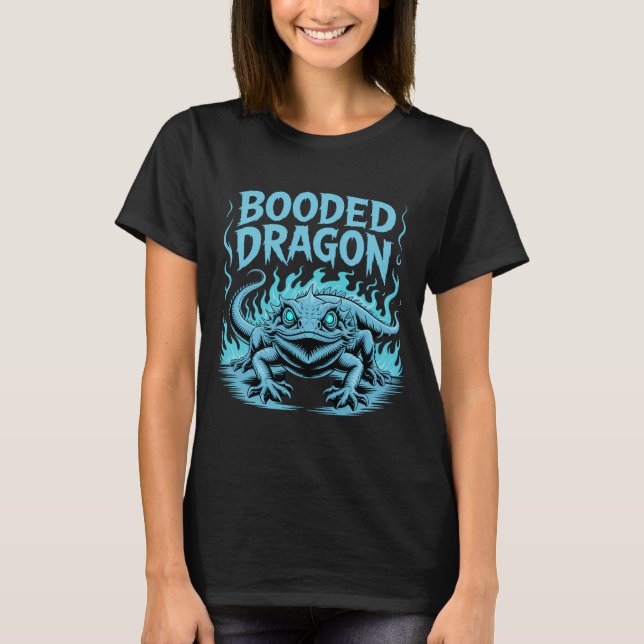 Fiery Blue Hooded Dragon T Shirt (Framsida)
