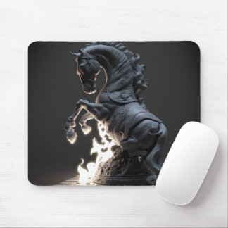 Fiery Chess Knight Mouse Pad Musmatta