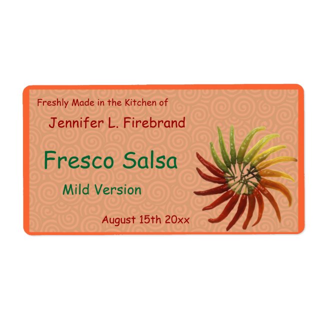 Fiery Chili Pepper Canning Burk Fraktsedel (Framsidan)