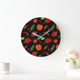 Fiery Chili Pepper Home Decor Stor Klocka