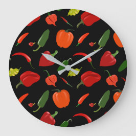Fiery Chili Pepper Home Decor Stor Klocka
