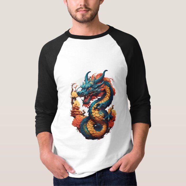 Fiery Chinese Dragon t-Shirt (Framsida)