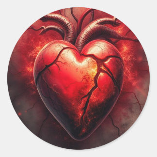 Fiery Cracks Heart Sticker - Passionssymbol Runt Klistermärke