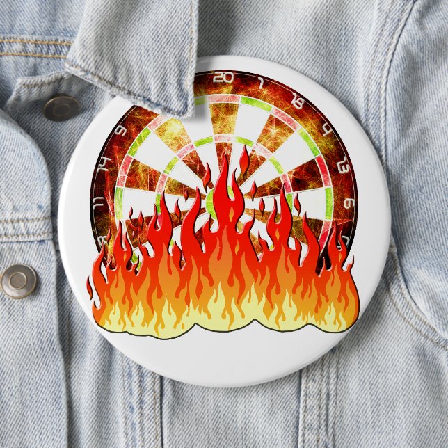 Fiery Dartboard Flames Art Design Knapp (In Situ)
