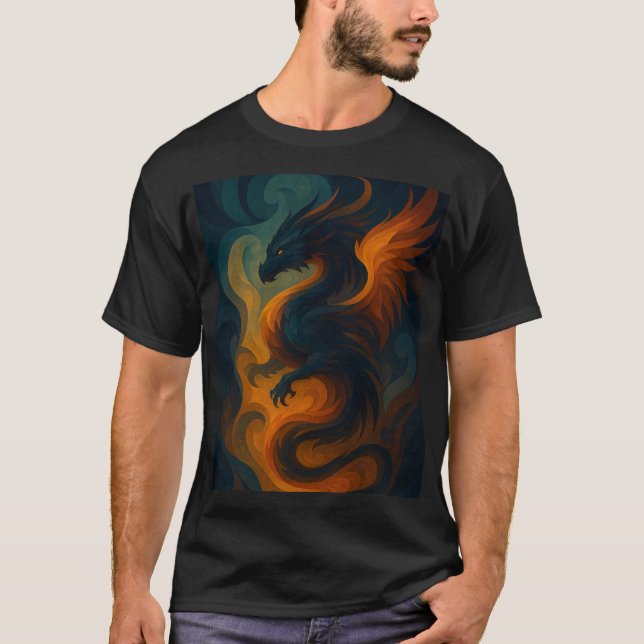 Fiery Dragon Abstrakt Art - Fantasy Beast T-Shirt (Framsida)