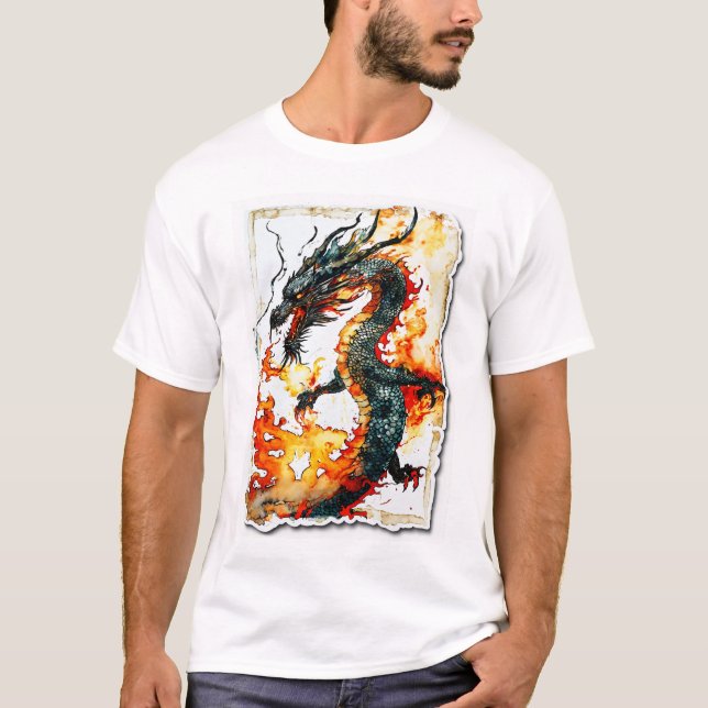 Fiery Dragon Art T-Shirt (Framsida)